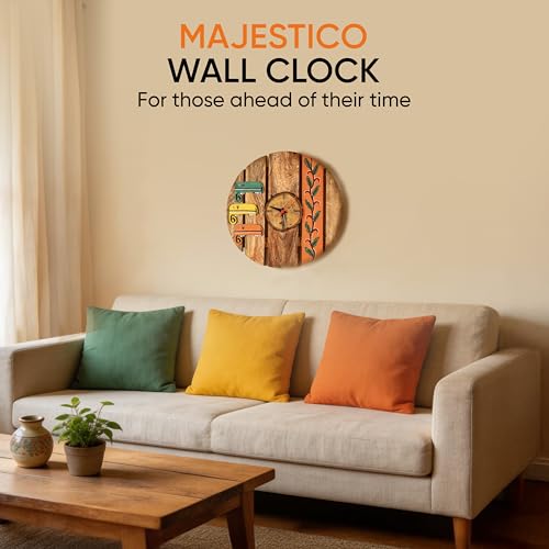 Image of AAKRITI ART CREATIONS Majestic Elephants Wall Clock Multicolor | Clock for Home, Home Decoration | Modern Art Wall Hanging Wall Clock, Lightweight Wooden wall Decor | Matte Finish