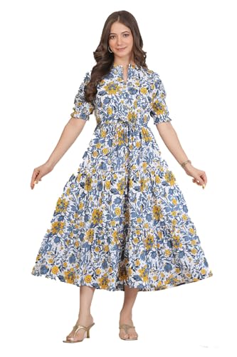 Image of Kuruti B Sheets Women's Cotton Floral Printed Regular Fit Anarkali Kurta for Women