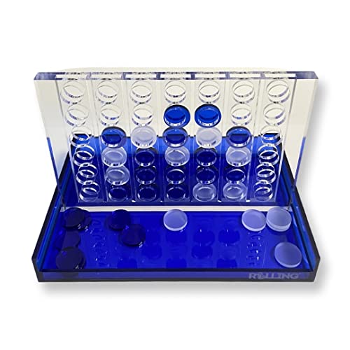 Lucite Acrylic Four In A Row Game - Premium Board And Chips (Clear Blue) #TOP16
