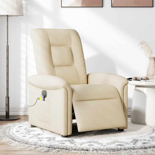 vidaXL Massagesessel Elektrisch Creme Stoff – Bild 3