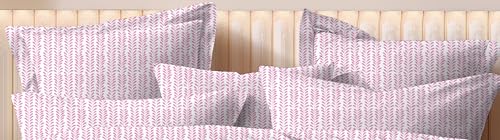 Image of Floral Design Zig Zag Stitching King Size Glace Cotton 160 TC Pillow Covers /Pillow Case-20 X 30 Inches, 50 Cm X 75 Cm (4, 1806-Pink)