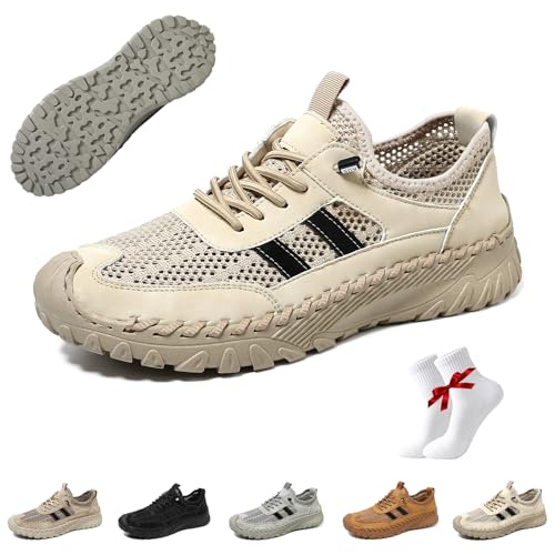 Zenfaze Orthopedic Shoes for Men, Zenfaze Slip on Orthopedic Hiking Shoes with Arch Support, Elastic Laces Light Breathable Non-Slip Mesh Sneakers for Hiking,Sports,Driving