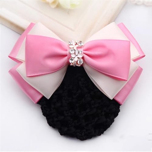 リボン バレッタ シニヨン レディース ボウ ナース ヘアネット ポケット バンク ホテル ワーク プレート ヘアピン 冠婚葬祭 お葬式 レディース(Colour 2)