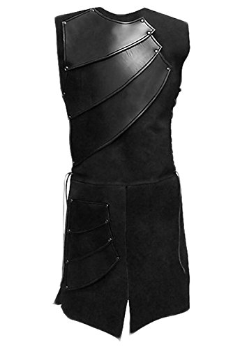 Mens Medieval Victorian Waistcoat Vest Renaissance Warrior Waistcoat Sleeveless Vests, Black, XX-Large