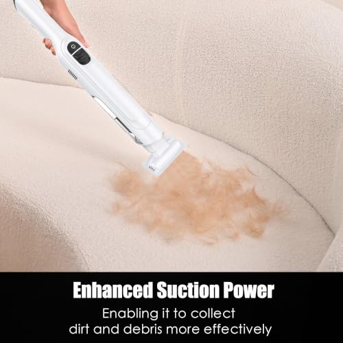 Image of Handheld Vacuum Cordless, Lightweight 1.4lb with Powerful Suction, Charging Dock, Single Touch Empty and Detachable Dust Cup, Portable Mini Car Vac for Home Office and Pet Hair (Linen White)