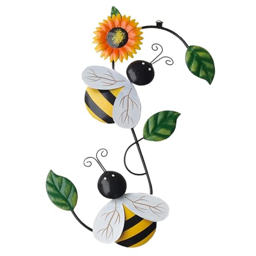 Décor mural de tournesol en métal et décoration d'abeille suspendue pour jardin