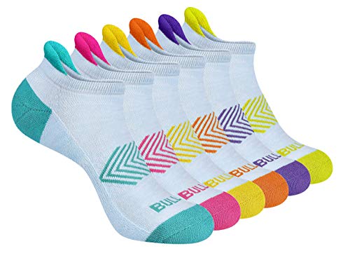 Image of BULLIANT Women Cushioned Running Ankle Socks Anti-Slip Y-Heel No Show 6Pack | Fully Terry Sole | Arch Support | Moisture-Wicking Stretch Yarn | Seamless Toe Closure | Breathable Mesh