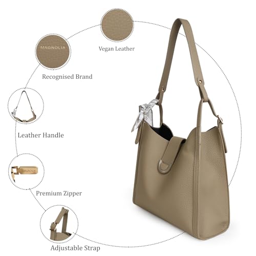 Image of Magnolia Women's Betula Medium Handle Croco Pattern Tote Bag | Ladies Classic Solid Color Purse Shoulder Fashion Handbag Inner Pocket with Zip For Daily Use Work Travel