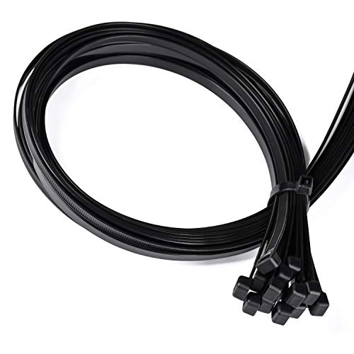 Black Zip ties, 30 PCS Heavy Duty Zip Ties Wraps 35 inch Large Zipties Insdustrial Cable Ties Wire Tires with 250 lbs Tensile Strength Nylon Zip Ties Black Not Easy to Break for Indoor and Outdoor.