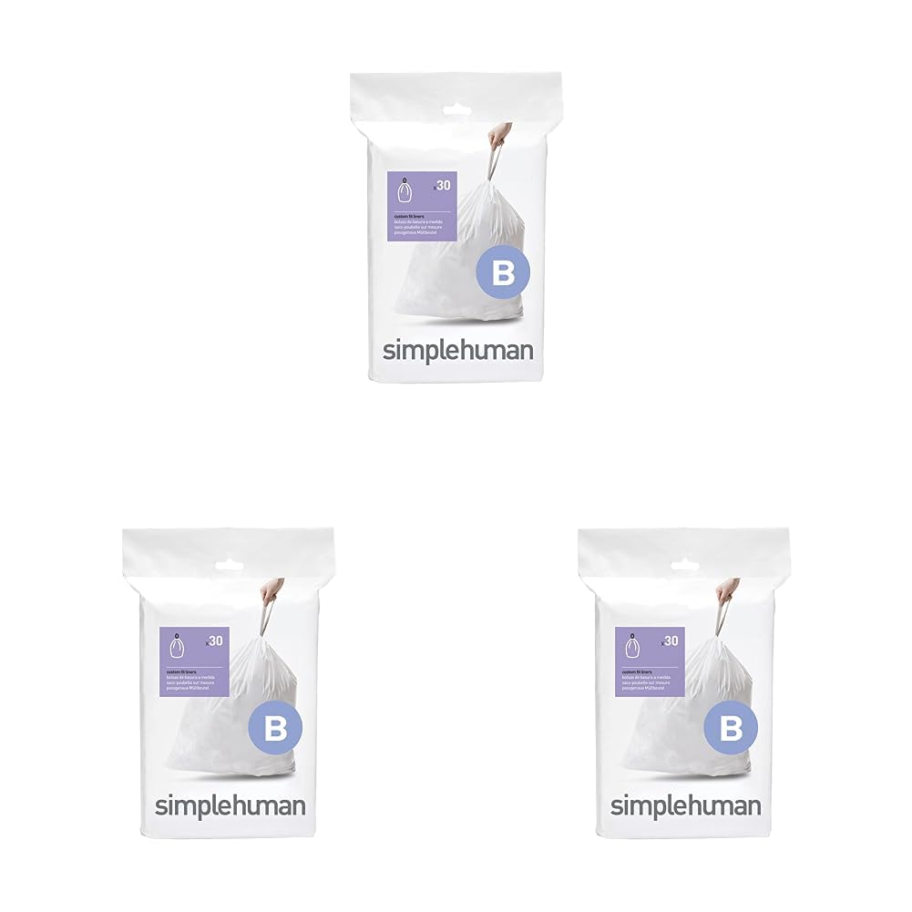 SIMPLEHUMAN CW0254 3 x paquete de 20 bolsas de basura a medida (60 bolsas), código D, plástico blanco — view 8