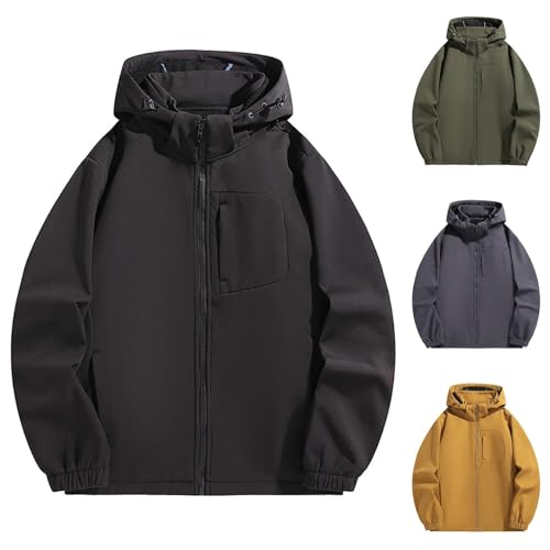 Chaqueta impermeable para invierno cálida softshell con capucha de hombre 2