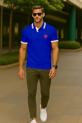 Image of Dagcros Classic Men's Polo T-Shirt with White Trim, Short Sleeve for Mens