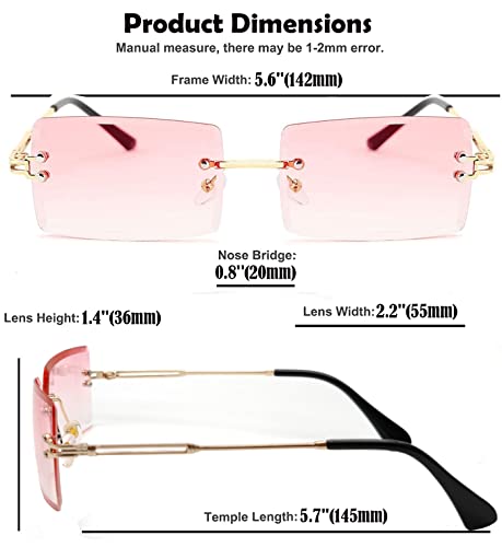 Image of Rectangle Sunglasses for Women Men Fashion Retro Rimless Frameless Tinted Lens Sun Glasses Shades 2026 Stylish