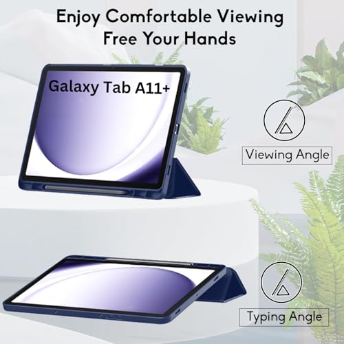 Image of TechTrendz Trifold Stand Smart Flip Case for Samsung Galaxy Tab A11 Plus 11 inch [SM-X230, SM-X235, SM-X236] Support S Pen Magnetic Attachment Shockproof Auto Wake /Sleep Flip Cover Tab A11Plus (Blue)