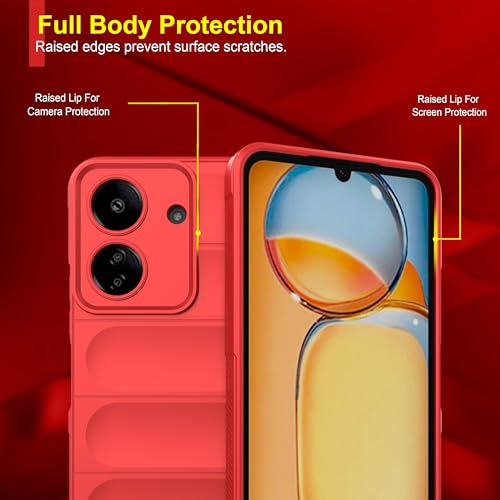 Image of amazon basics Back Case Cover for Mi Redmi 13C 4G | Compatible for Mi Redmi 13C 4G Back Case Cover | Liquid Silicon Magic Case for Mi Redmi 13C 4G with Camera Protection | Red