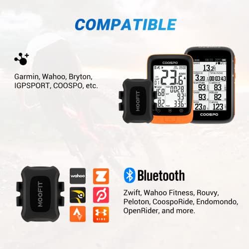moofit CS9 Cycling Cadence/Speed Sensor, Bluetooth & ANT+, Tracking Cadence or Speed Wireless Sensor with IP67 Waterproof, Compatible with Wahoo, Zwift, Strava, Openrider, Peloton, Black