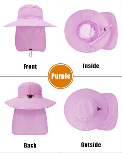 Image of Outdoor Sun Hats with Stowable Neck Flap for Men Women UPF 50+ Mesh Summer Bucket Hat Wide Brim for Fishing Safari Hiking