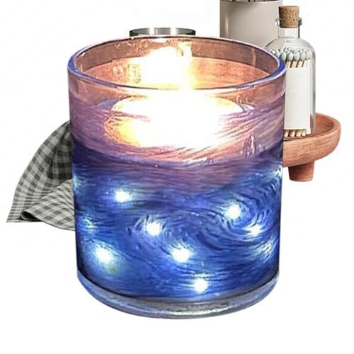 Vela Perfumada Con Temática De Noche Estrellada | Aromaterapia De De Soja Natural Para Aliviar El Estrés Relajación Tarro Decorativo Artístico Baño Spa Yoga Cítricos Floral Almizcle Vacaci