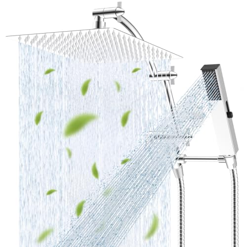 Hibbent All Metal CUPC Certified 12'' Rainfall Shower Head, Dual