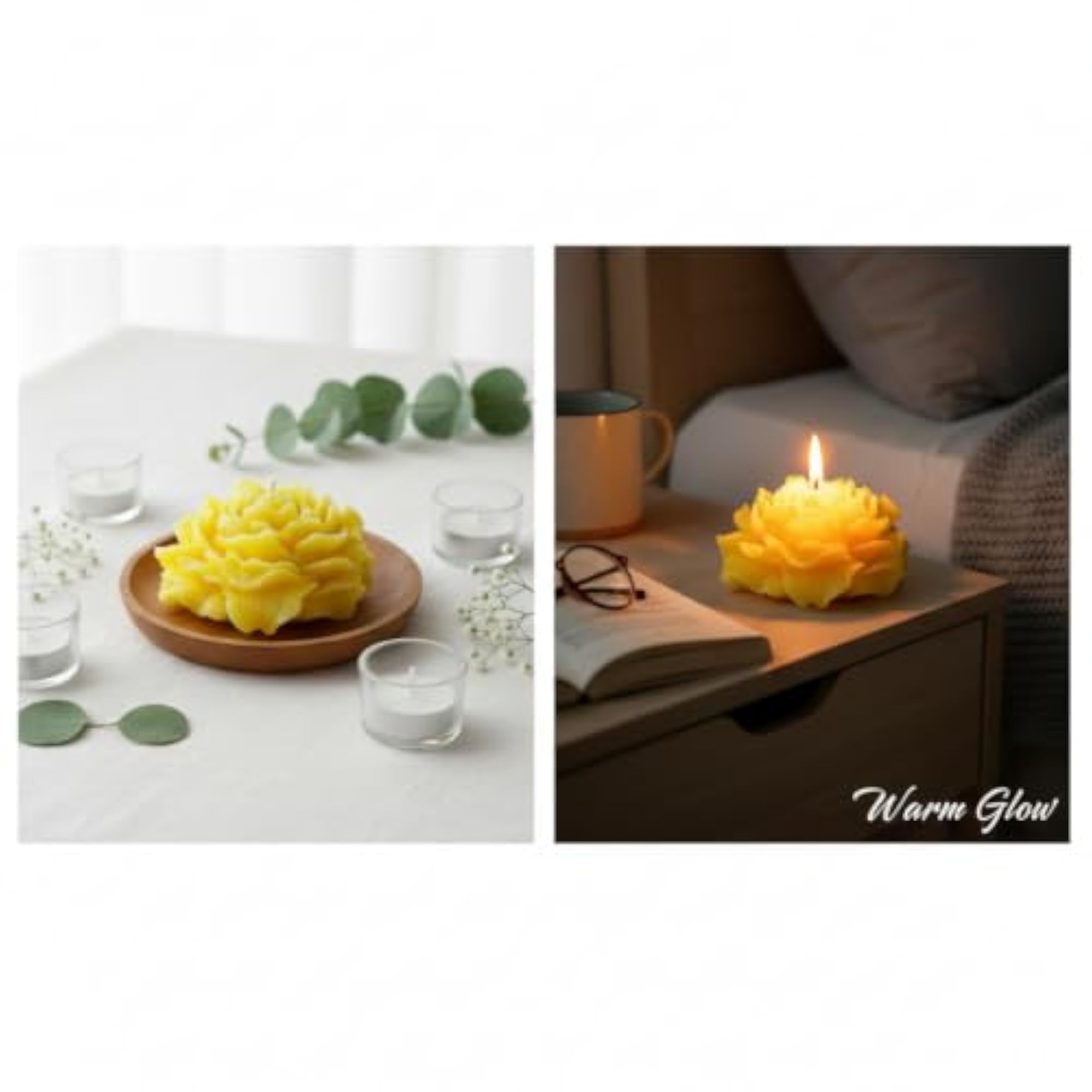 Yellow Peony Flower Shaped Decorative Candle, Gift Idea