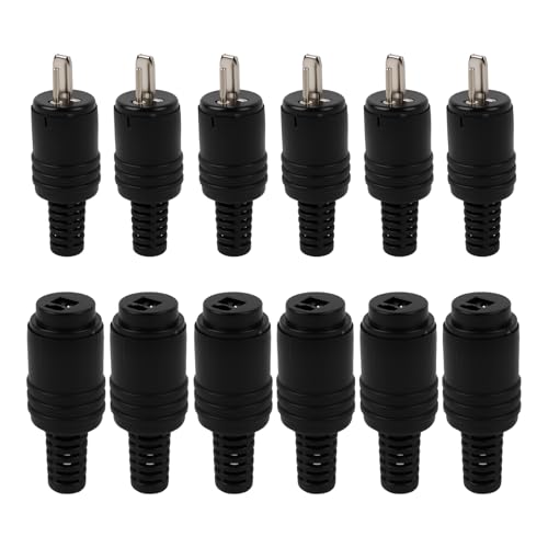 Wvxilyr 12 Pezzi Connettori DIN a 2 Pin per Altoparlanti con Terminali a Vite, 6 Coppie di Spine/Maschio e Prese/Femmina HiFi, 2 Connettori Spine Maschio DIN, Facile Installazione, per Sistemi Audio