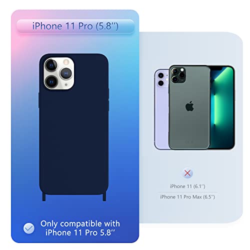 Image of Compatible with iPhone 11 Pro Case with Lanyard Crossbody iPhone Case with Strap Adjustable Shockproof Drop Protection Silicone Phone Cover for iPhone 11 Pro 5.8'' Navy Blue