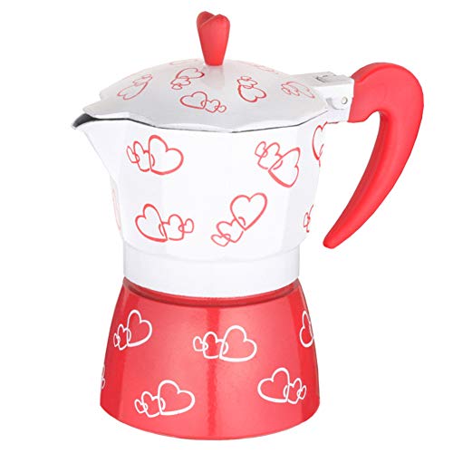 Manuelle Kaffeemühle - 150 / 300ml Aluminiumlegierung Haushalts Espresso Mokka Kaffeekanne Herd Kessel rot & weiß 300 ml
