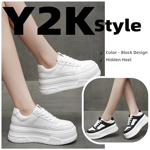 Women's Y2K Platform Sneakers - Color - Block Design, Chunky Sole, Hidden Heel, Trendy Casual Shoes for Fashion - Loving Ladies.2