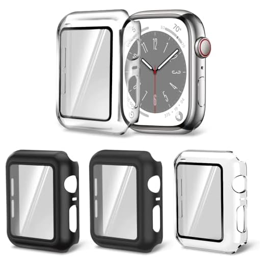 PEMOTech【3 Pezzi】per Apple Watch 40mm Serie 6/5/4/SE Custodia Protezione Schermo in Vetro Temperato Incorporata Custodia Difesa Rigida per iWatch Paraurti Sottile Copertura Completa HD Clear