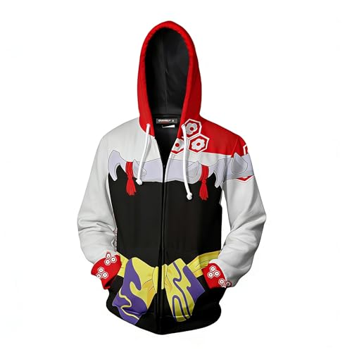 RocailleCos Inuyasha Sesshomaru Cosplay Hoodie Sweatshirt Jacket Costume Zipper Hooded Coat Unisex (multicoloured, XL)
