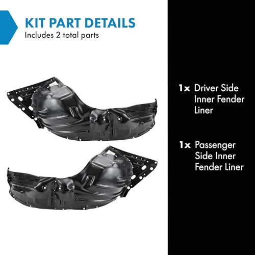 Image of TRQ Inner Fender Liner Set Compatible with 2017-2020 Mitsubishi Mirage G4 MI1248132 MI1249132