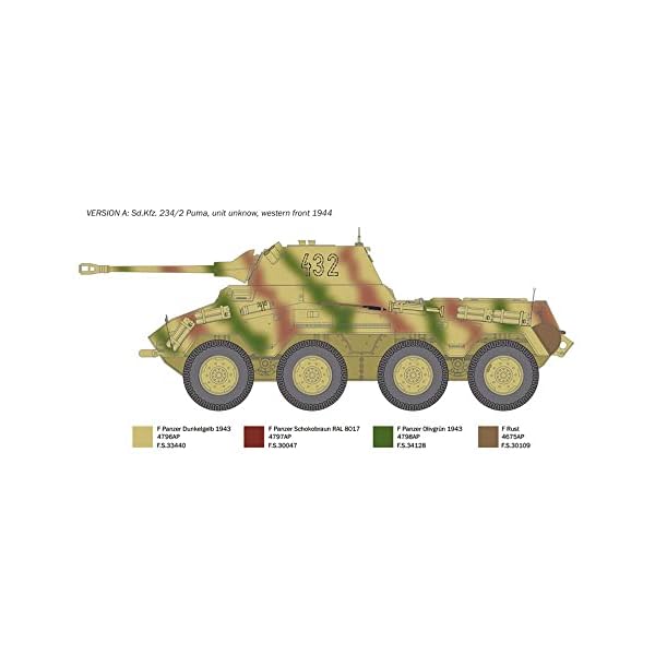 Italeri 6572 6572S 1:35 Dt. SdKfz. 234/2 Puma 8-Rad-originalgetreue Nachbildung, Modellbau, Plastik Bausatz, Basteln… – Bild 5