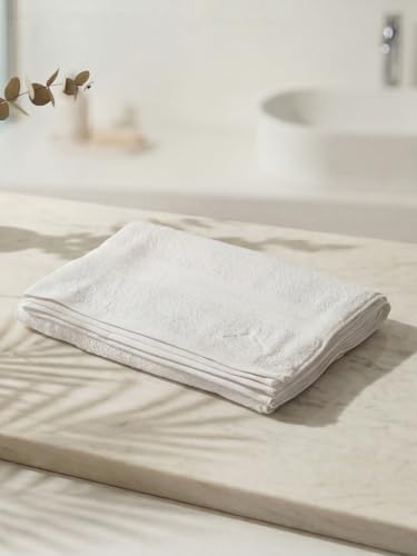 Image of Monte Carlo Essential 100% Cotton Bath Towel | 400 GSM Lightweight & Quick Dry | Soft Absorbent Large Towel 75x150 cm | Skin Friendly Daily Use Bathroom Towel for Men & Women (Jasper) | White