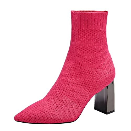 Bottes respirantes en maille pour femme avec talons hauts épais confortables