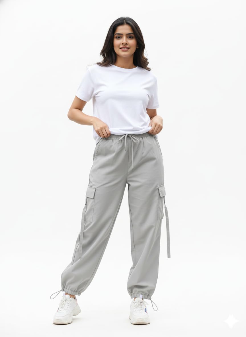 Women Cargo Pants Cotton High Waist Casual Cargo Trousers with Utility Pockets-picture-17
