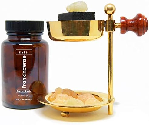 Kyphishop- Handmade Incense Burner Kit and Omani Frankincense Resin Ethically Graded Boswellia Sacra in a Beautiful Ready to use kit Includes Sulphur Free Coconut Shell Charcoal Cubes.