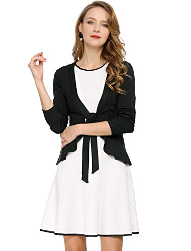 Image of Allegra K Women's Tie Front Cardigan Dressy Casual Cardigan Draped Ruffle Shrugs for Women Dresses