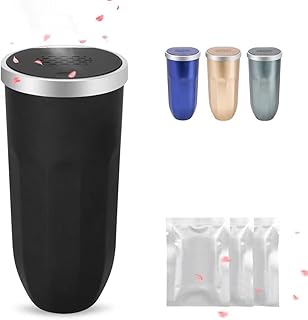 2PCS Car Trash Can with Lid, Cup Holder with 3 Fragrance Tablets, Press to Open Vehicle Trash Bin, Mini Garbage Bin for Automotive Car, Home, Office, Kitchen, Bedroom, Black