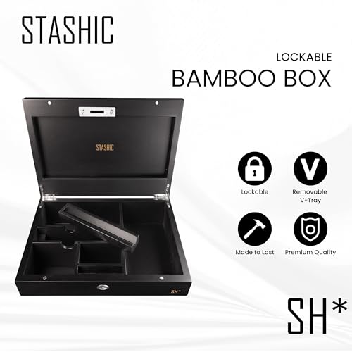 Boîte en bambou verrouillable pour protéger vos objets précieux noir - 3