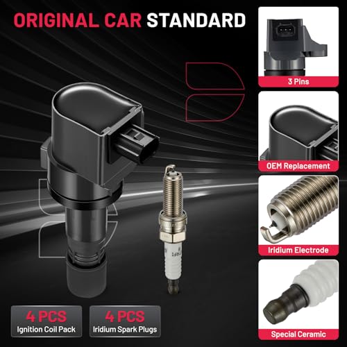 Image of BDFHYK Ignition Coil UF672 and Spark Plug 97390 for Honda Civic 2012-2015