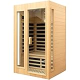 LTCCDSS Sauna, Far Infrared Saunas for Home, Wood Sauna 2 Person 1500W/120V Low Emf Indoor Sauna Room with Tempered Glass Door/Bluetooth Speakers/2 LED Lights - 43.2 * 38.3 * 73 inch