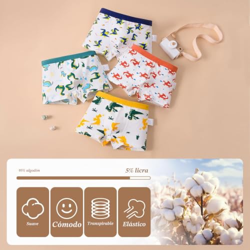 Miniatura 4 de Hagot Calzoncillos Tipo Bóxer Para Niños De Algodón, Paquete De 12, Ropa Interior Para Niños, 5-6 Años B
