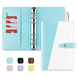 Onlyesh Budget Binder, A6 Binder, Refillable 6 Ring Binder for A6 Filler Paper, Loose Leaf Mini Binder Cover with Unique Snap Buckle, A6 Budget Binder for Budgeting, Blue