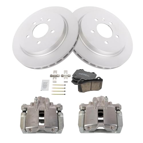 Image of TRQ Rear Brake Pad and Rotor Set Ceramic G Coated Rotors Calipers | For 2005-2011 Cadillac STS Brake Code J56 JL9