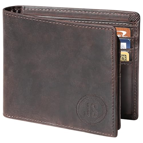 Personalized Wallet for Men – Custom Engraved RFID Blocking Leather Bifold – Slim Front Pocket Wallet with ID Window, 11 Card Slots – Gift for Dad, Husband, & Boyfriend, Brown