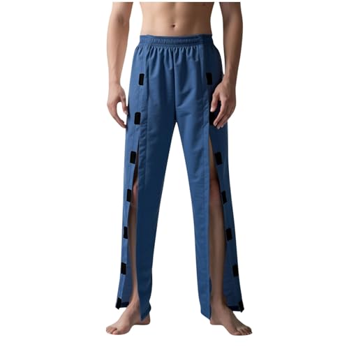 Tear Away Pants for Men & Women 2 Side Snap Open Bottom Sweatpants Loose Fit Casual Post Surgery Pant with Pockets 2025