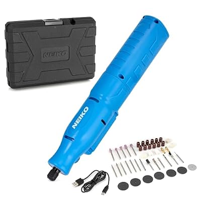 NEIKO 10581A Cordless Rotary Tool Kit, 46 Piece 3.6V Electric Engraving Pen, 1/8" Collet Rechargeable Mini Grinder, Handheld Mini Sander, 44pc Power Rotary Tools Accessory kit, Quick Change