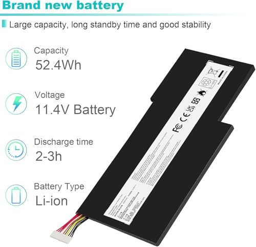Image of BTY-M6K Laptop Battery for MSI Stealth Pro GF63 GF65 GF75 GS63VR GS73VR 7RG 7RG-005 Thin 8RB 8RC 8RD 8RD-031TH 8RC 8RF 8SC 8RX Thin WS63 8SK WP65 WF65 WF75 MS-16K3 MS-17B4 MS-16W1 MS-16R1 (BTY-M6K)