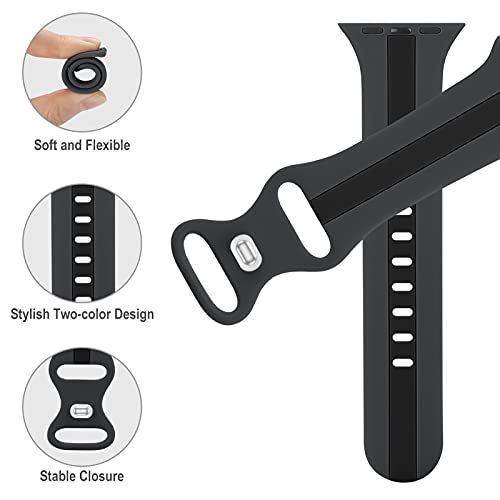 Designer Sport Band Compatible with Apple Watch iWatch Bands 38mm 40mm 41mm 42mm 44mm 45mm 49mm Men Women, Soft Silicone Strap Wristbands for Apple Watch Series 9/8/7/6/5/4/3/2/1/SE/Ultra