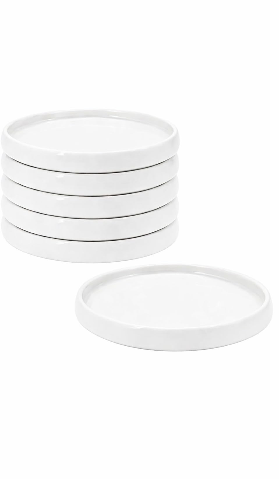 Piatto Fondo Porcellana Bianca 23 cm Stile Greco Moderno Bordo Alto Pasta Risotti Insalate Elegante Resistente Gourmet (6 Piani Medi)